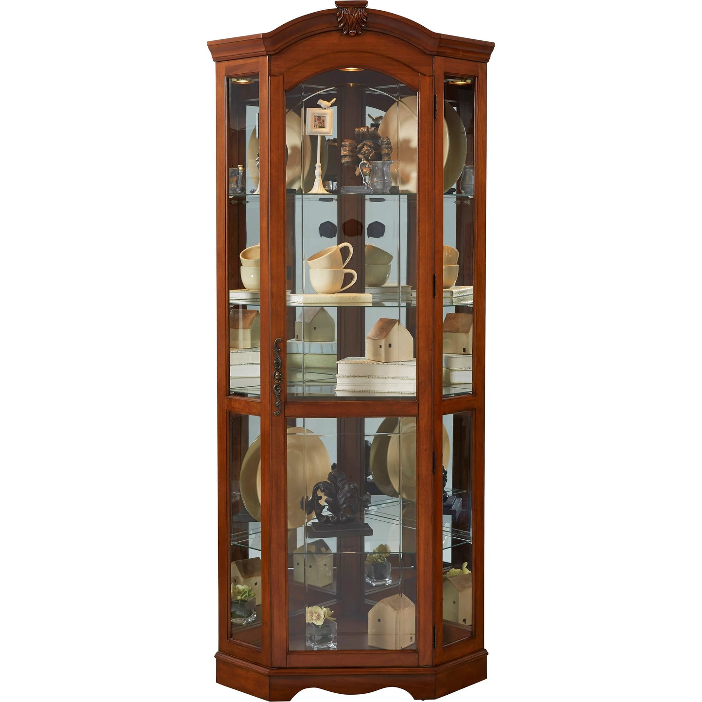 002 SI-2155497 | Additional Silo | Medallion Cherry Corner Curio by Pulaski Furniture in cherry brown. Made from select hardwoods in a traditional style.