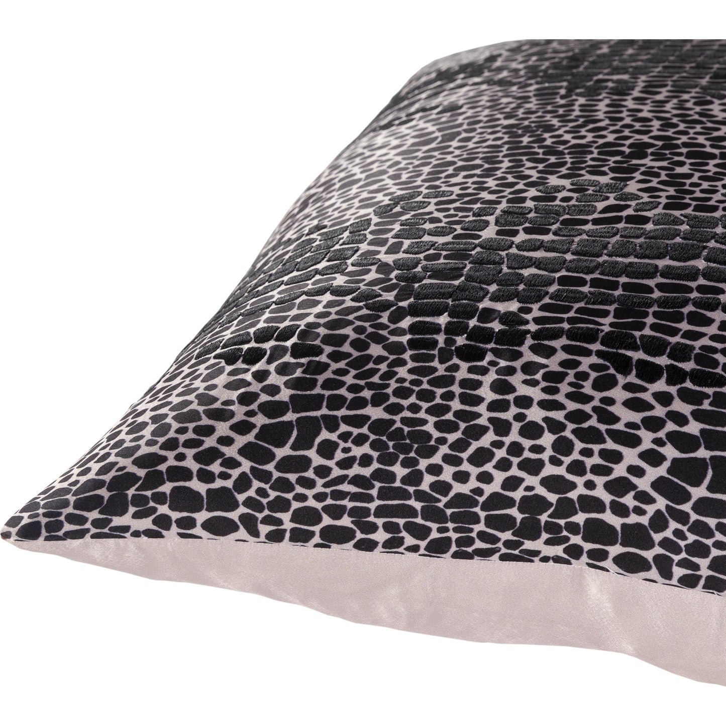 004 SI-1864317,SI-1864318,SR-881058,SR-881059 | Closeup | Safari Pillow - 34051 by Surya in pale pink, black. Made from 100% polyester in a modern style.