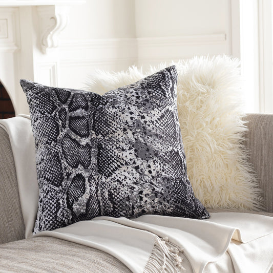 Safari Pillow - 17824 by Surya in black, white, medium gray. Made from 100% polyester in a modern style.
