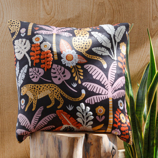 Safari Pillow - 32567 by Surya in black, pale pink. Made from 100% polyester in a eclectic & global style.