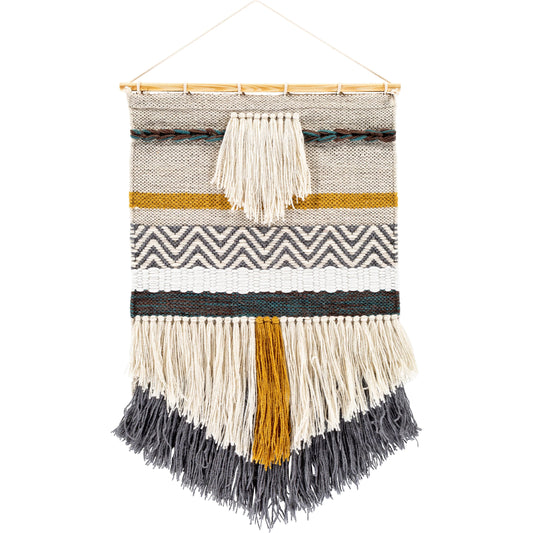 Saiful - 25854 by Surya in charcoal, light beige, cream, black, mustard, dark brown. Made from 70% wool, 20% polyester, 10% cotton in a eclectic & global style.