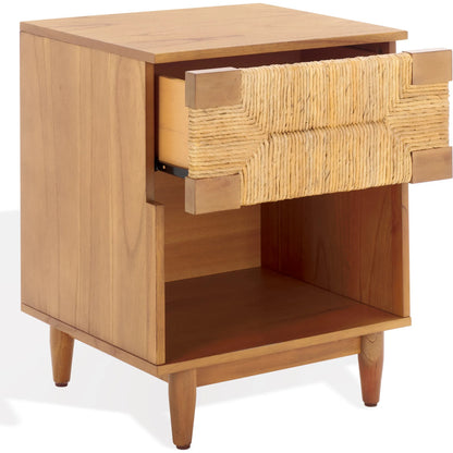 Bremer Banana Stem 1-DRAWER Nightstand by HedgeApple Essentials. Made from mahogany wood, albasia veneer, manufactured wood in a rustic style.