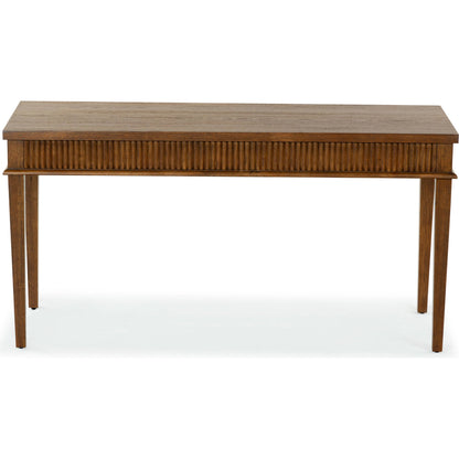 Marion 1 Drawer Reeded Desk by HedgeApple Essentials in medium oak, black. Made from rubber wood, oak veneer, manufactured wood in a transitional style.