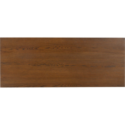 Marion 1 Drawer Reeded Desk by HedgeApple Essentials in medium oak, black. Made from rubber wood, oak veneer, manufactured wood in a transitional style.
