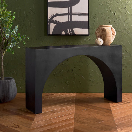 Moffat Burled Mappa Console Table by HedgeApple Essentials. Made from mdf in a unique style.
