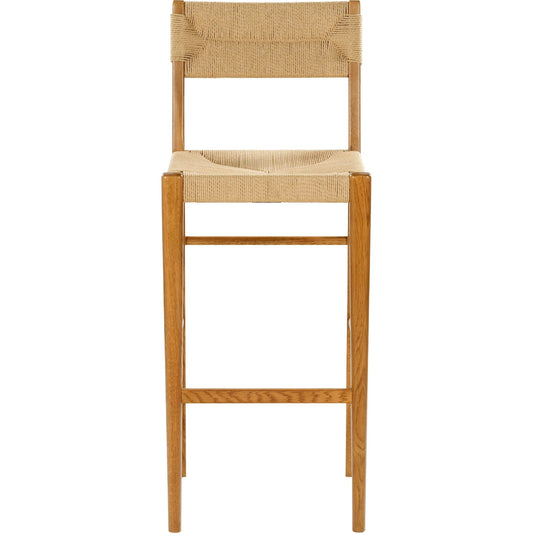 Peach Rattan Barstool by HedgeApple Essentials. Made from oak wood, iron, paper cord in a rustic style.