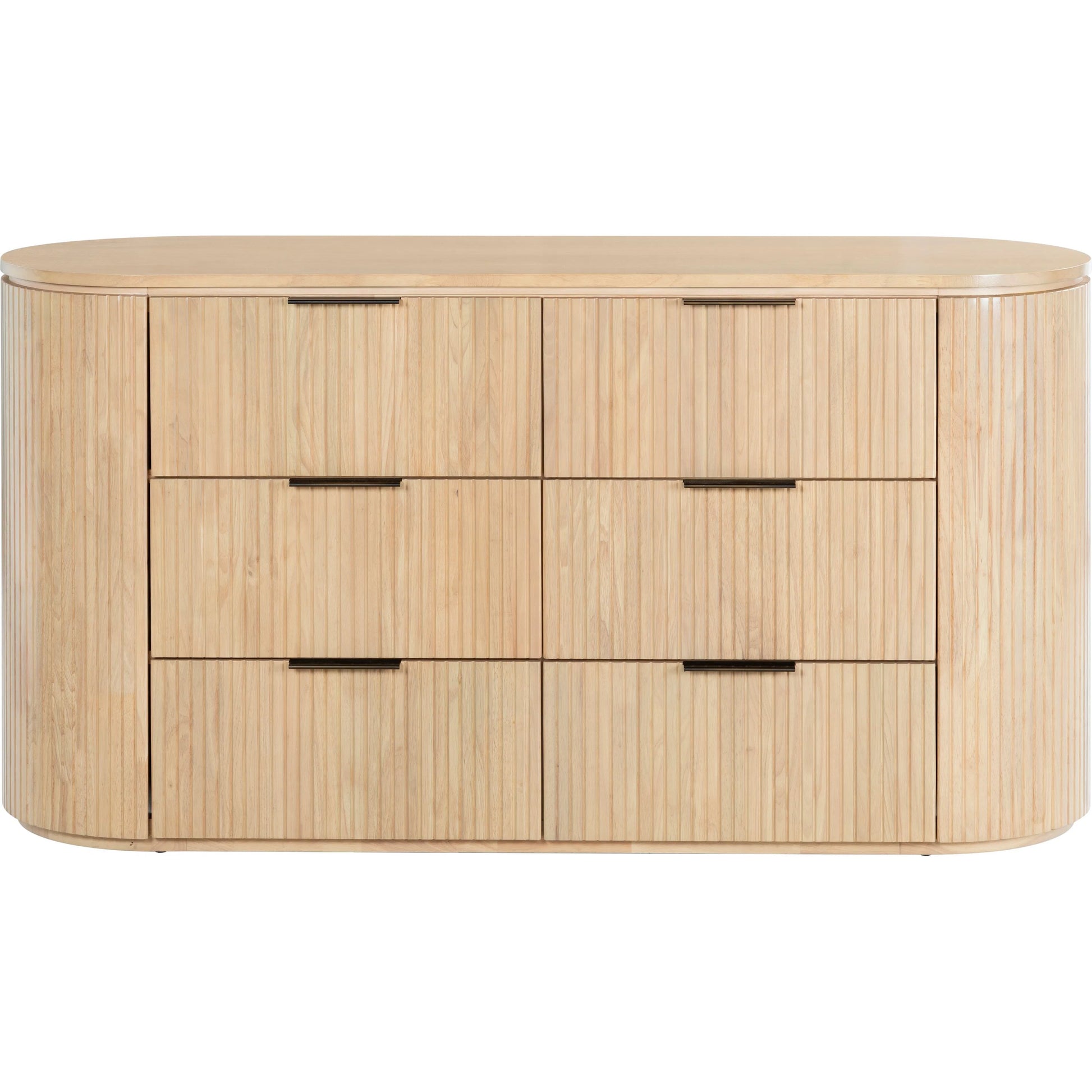 Berkshire Fluted 6 Drawer Dresser by HedgeApple Essentials. Made from rubberwood, veneer, manufactured wood, aluminum in a transitional style.