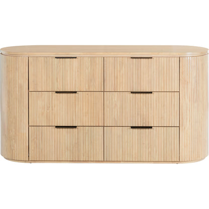 Berkshire Fluted 6 Drawer Dresser by HedgeApple Essentials. Made from rubberwood, veneer, manufactured wood, aluminum in a transitional style.