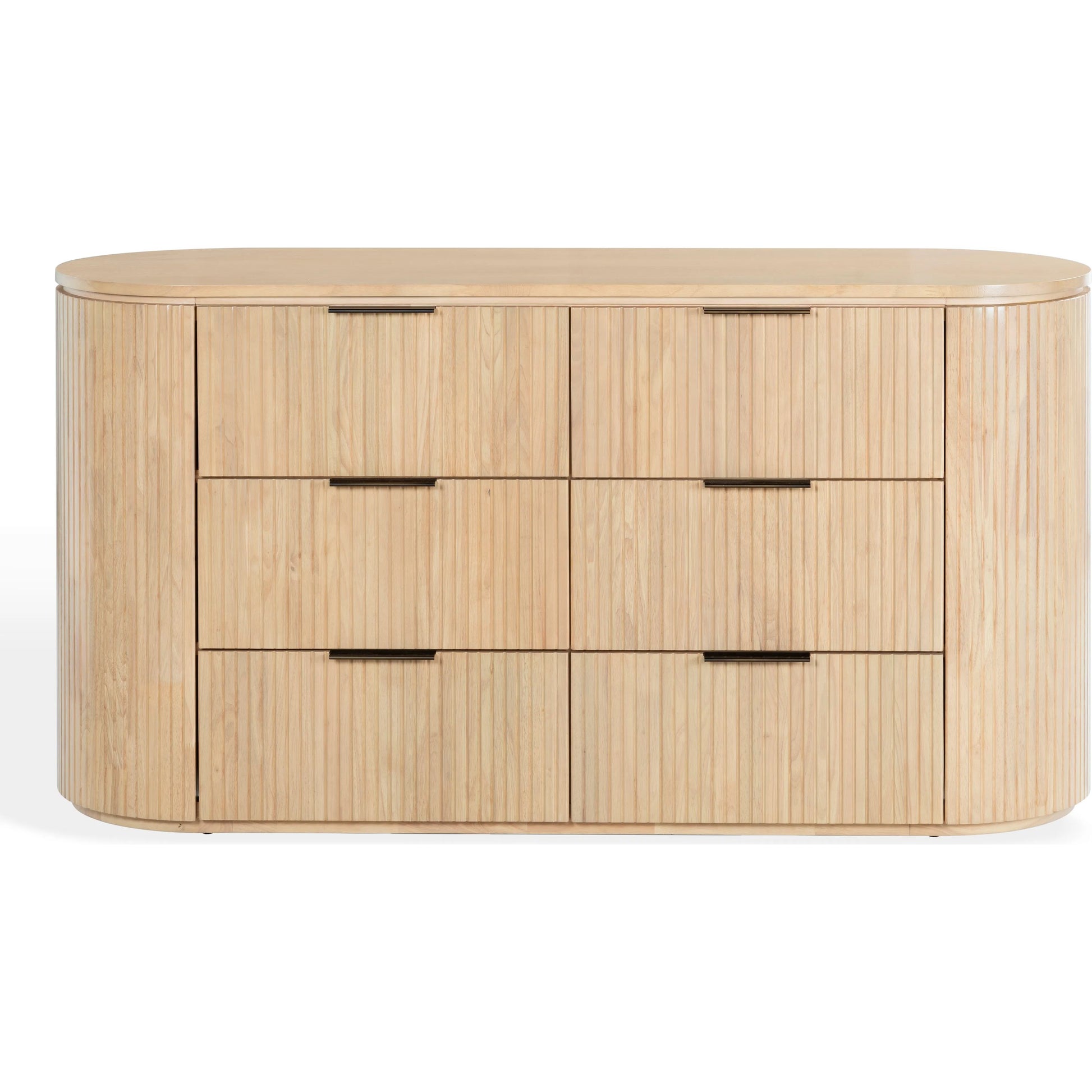 Berkshire Fluted 6 Drawer Dresser by HedgeApple Essentials. Made from rubberwood, veneer, manufactured wood, aluminum in a transitional style.