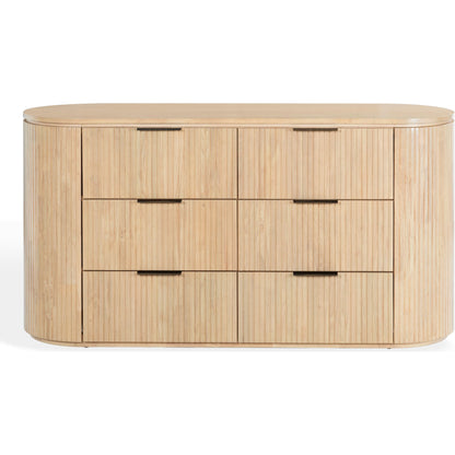Berkshire Fluted 6 Drawer Dresser by HedgeApple Essentials. Made from rubberwood, veneer, manufactured wood, aluminum in a transitional style.