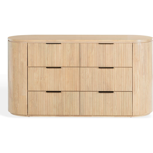 001 SI-2454160 | Primary Silo | Berkshire Fluted 6 Drawer Dresser by HedgeApple Essentials. Made from rubberwood, veneer, manufactured wood, aluminum in a transitional style.