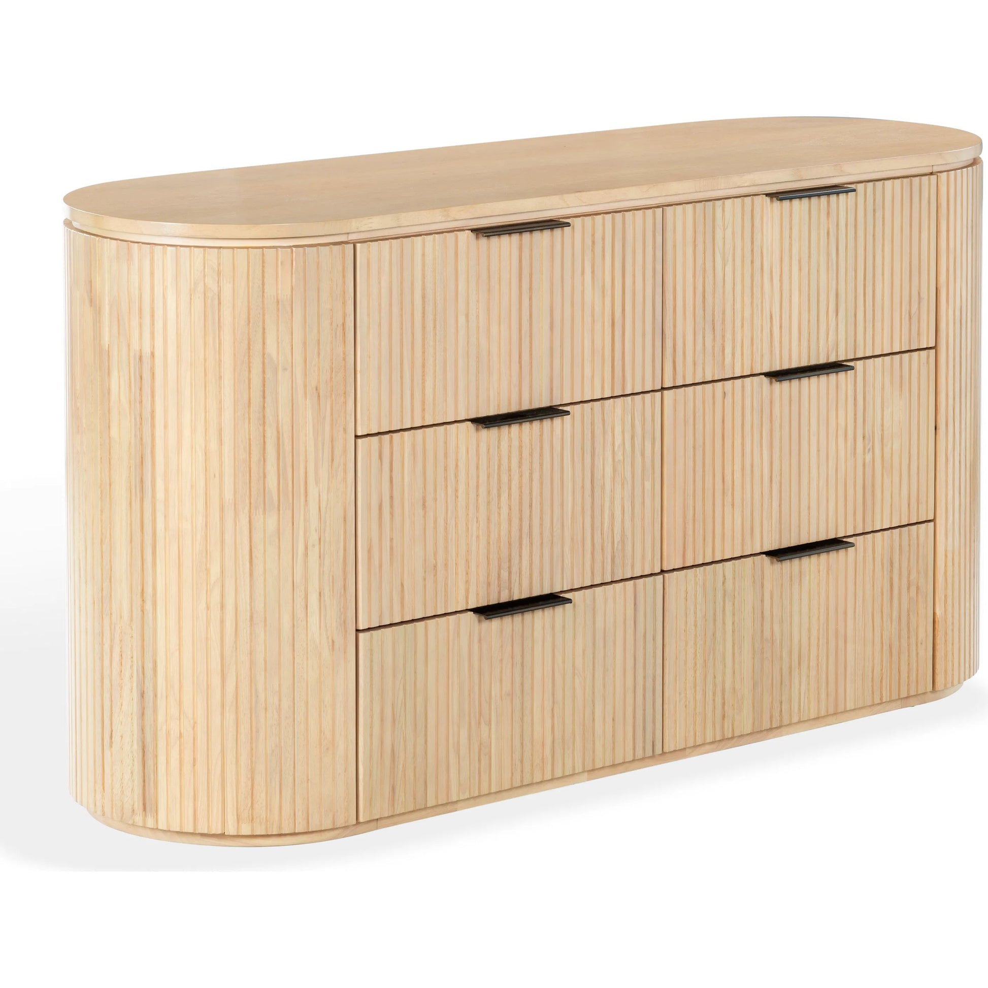 Berkshire Fluted 6 Drawer Dresser by HedgeApple Essentials. Made from rubberwood, veneer, manufactured wood, aluminum in a transitional style.