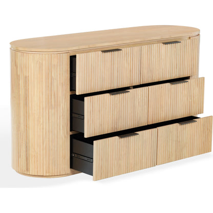 Berkshire Fluted 6 Drawer Dresser by HedgeApple Essentials. Made from rubberwood, veneer, manufactured wood, aluminum in a transitional style.
