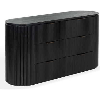Berkshire Fluted 6 Drawer Dresser by HedgeApple Essentials. Made from rubberwood, veneer, manufactured wood, aluminum in a transitional style.