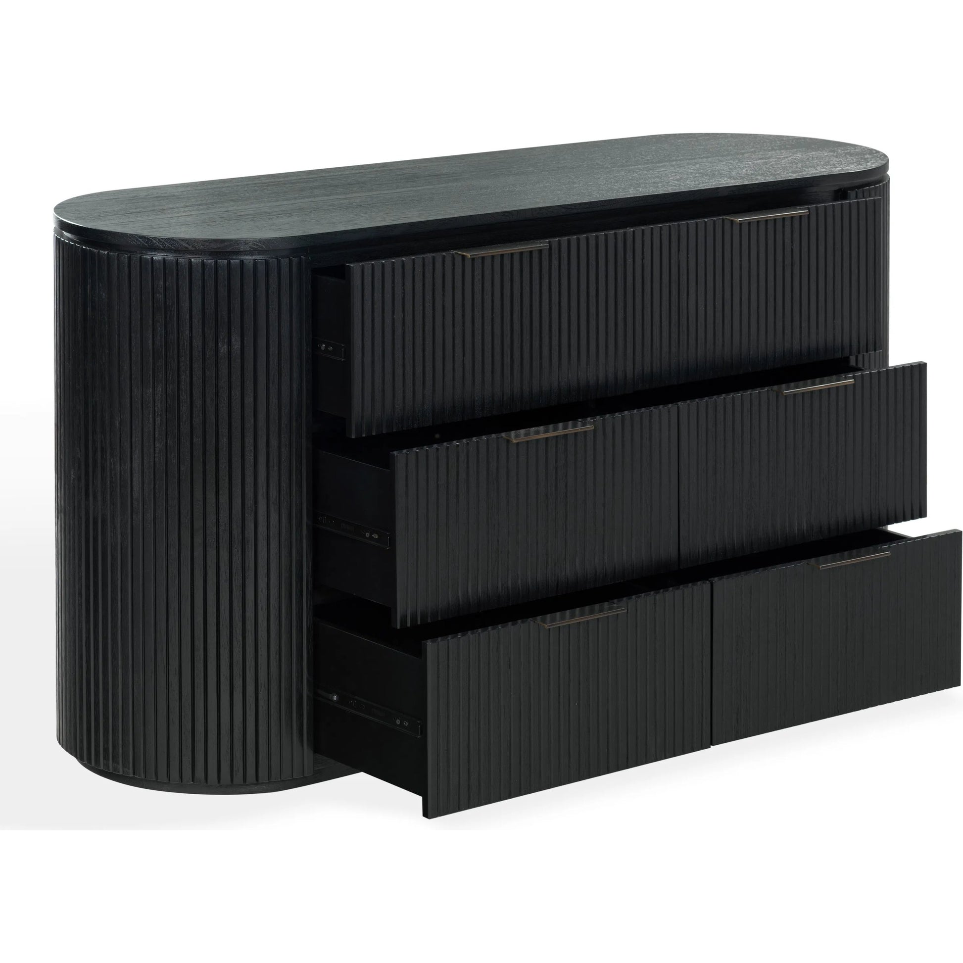 Berkshire Fluted 6 Drawer Dresser by HedgeApple Essentials. Made from rubberwood, veneer, manufactured wood, aluminum in a transitional style.