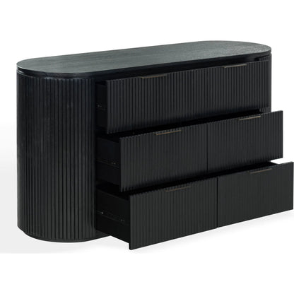 Berkshire Fluted 6 Drawer Dresser by HedgeApple Essentials. Made from rubberwood, veneer, manufactured wood, aluminum in a transitional style.
