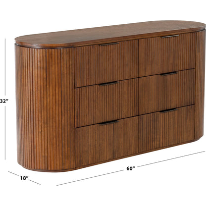 Berkshire Fluted 6 Drawer Dresser by HedgeApple Essentials. Made from rubberwood, veneer, manufactured wood, aluminum in a transitional style.