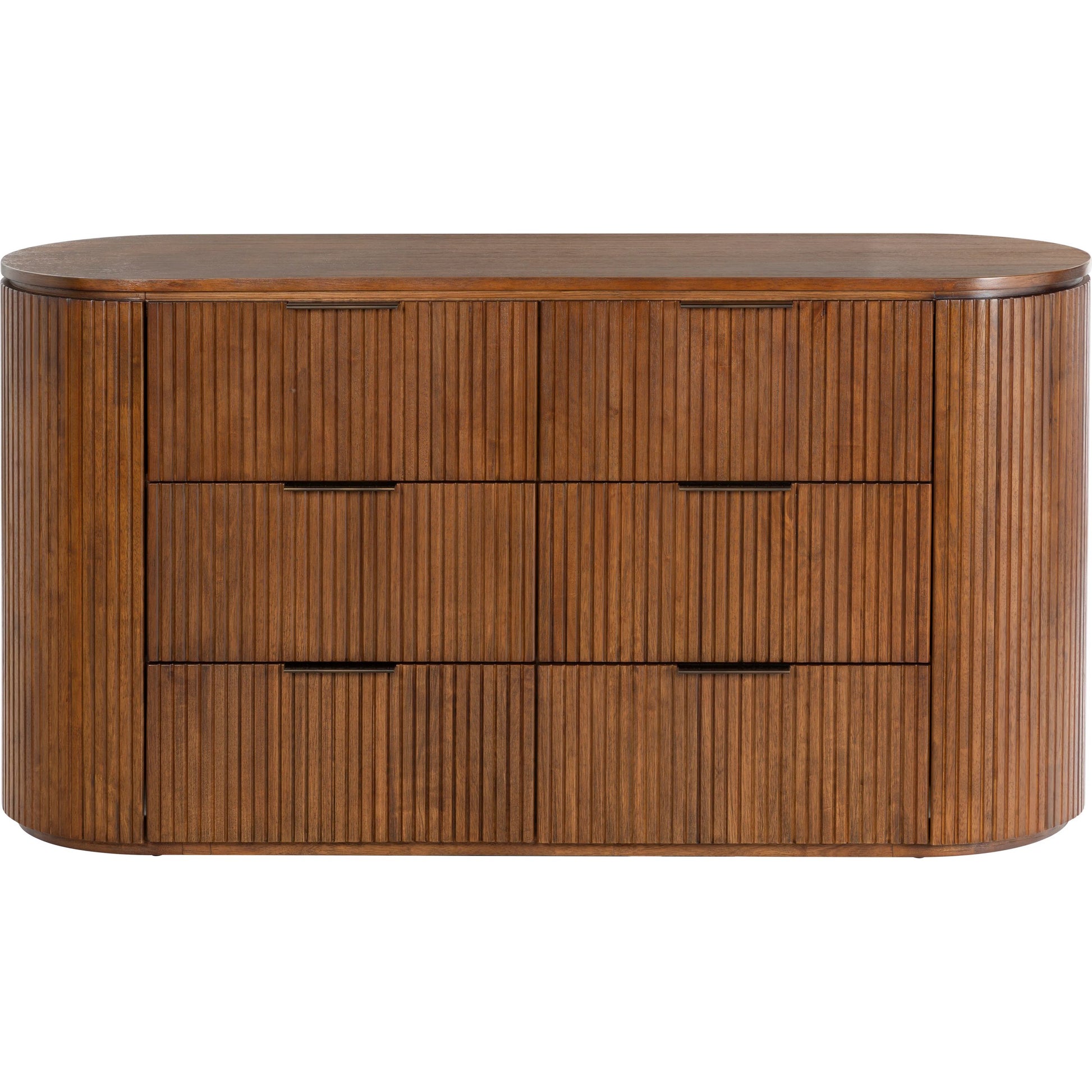 Berkshire Fluted 6 Drawer Dresser by HedgeApple Essentials. Made from rubberwood, veneer, manufactured wood, aluminum in a transitional style.