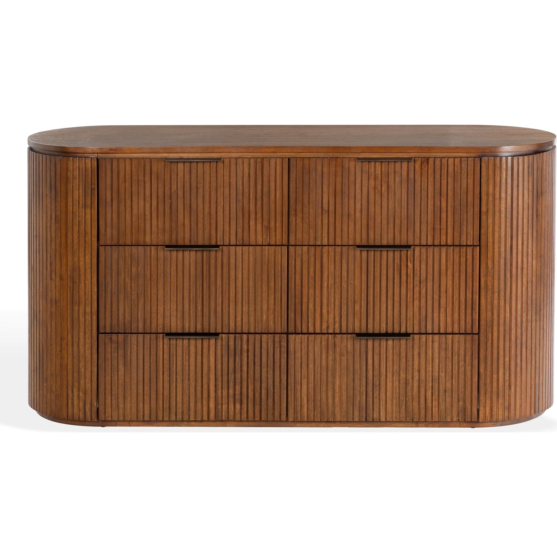 Berkshire Fluted 6 Drawer Dresser by HedgeApple Essentials. Made from rubberwood, veneer, manufactured wood, aluminum in a transitional style.