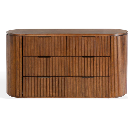 Berkshire Fluted 6 Drawer Dresser by HedgeApple Essentials. Made from rubberwood, veneer, manufactured wood, aluminum in a transitional style.