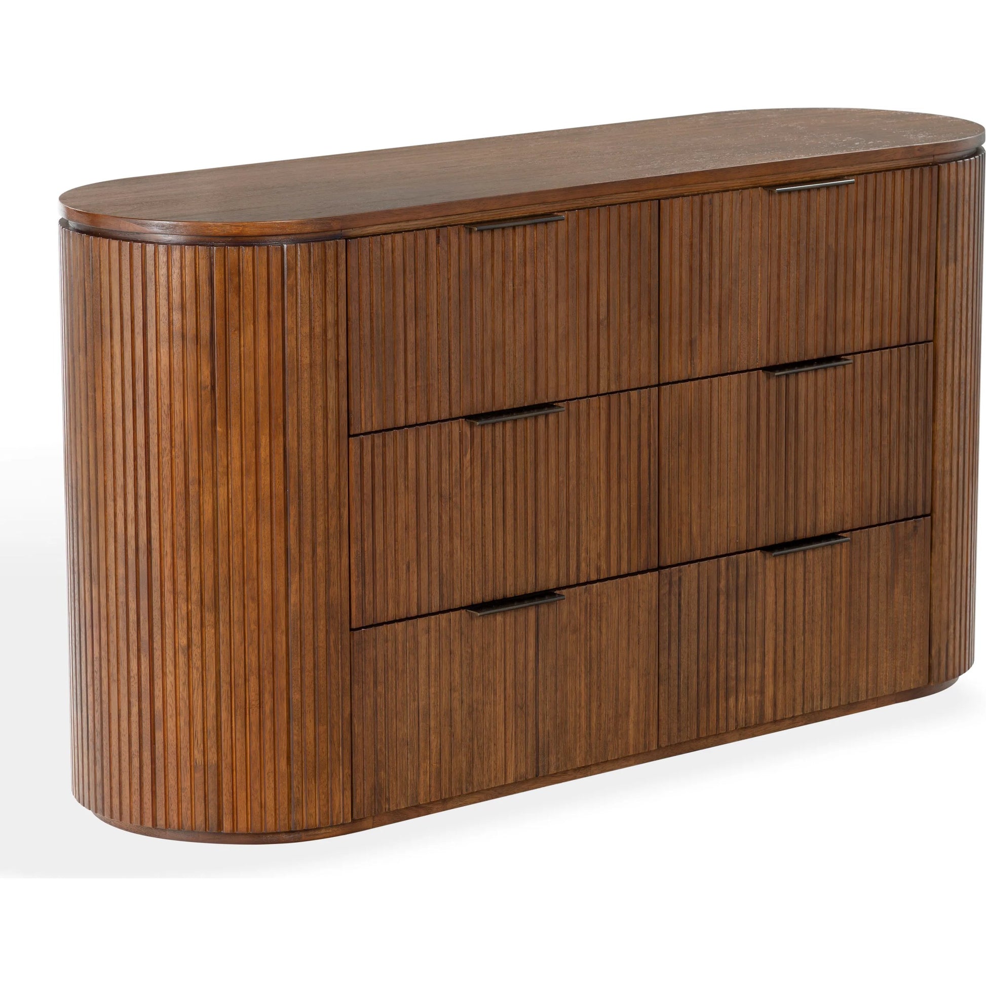 Berkshire Fluted 6 Drawer Dresser by HedgeApple Essentials. Made from rubberwood, veneer, manufactured wood, aluminum in a transitional style.