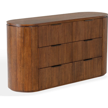 Berkshire Fluted 6 Drawer Dresser by HedgeApple Essentials. Made from rubberwood, veneer, manufactured wood, aluminum in a transitional style.