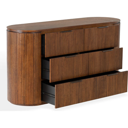 Berkshire Fluted 6 Drawer Dresser by HedgeApple Essentials. Made from rubberwood, veneer, manufactured wood, aluminum in a transitional style.