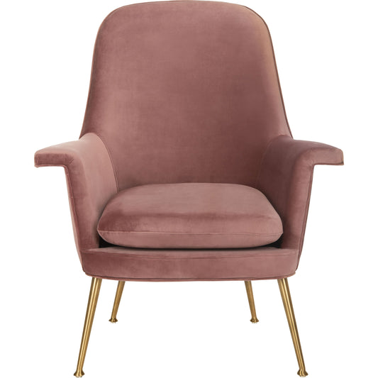 Aimee Arm Chair by Safavieh. Made from velvet, wood frame, foam, stainless steel in a modern style.