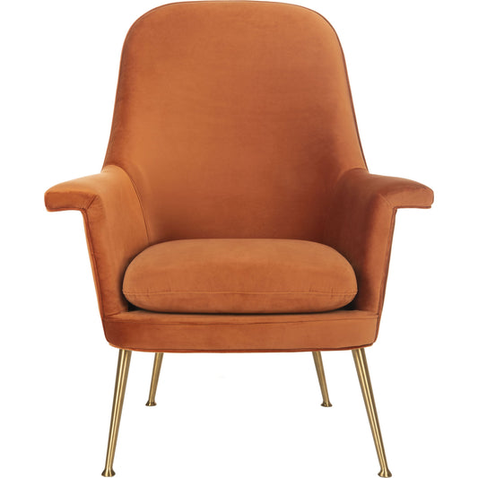 Aimee Arm Chair by Safavieh. Made from velvet, wood frame, foam, stainless steel in a modern style.