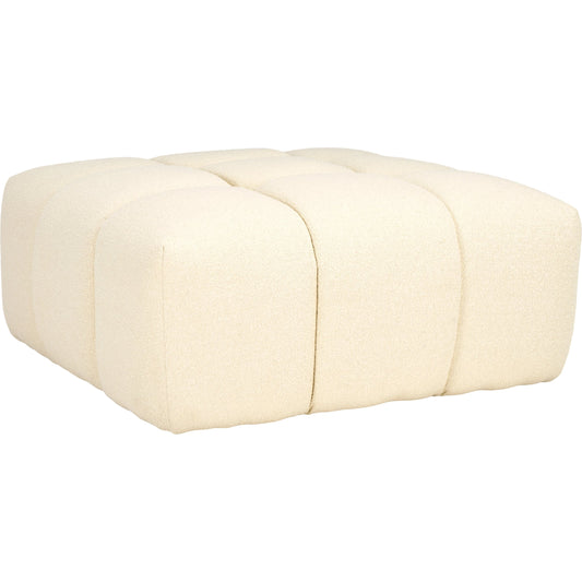 Worth Tufted Ottoman by HedgeApple Essentials. Made from pine solid wood, plywood, boucle (95% polyester), 5% acrylic, 100% polyurethane foam in a modern style.