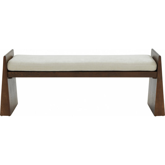 Chase Cushioned Bench by HedgeApple Essentials in cream, walnut. Made from ashwood, pinewood, plywood, faux lambs wool (100% polyester) in a modern style.