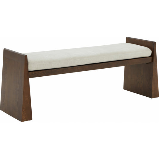 Chase Cushioned Bench by HedgeApple Essentials in cream, walnut. Made from ashwood, pinewood, plywood, faux lambs wool (100% polyester) in a modern style.