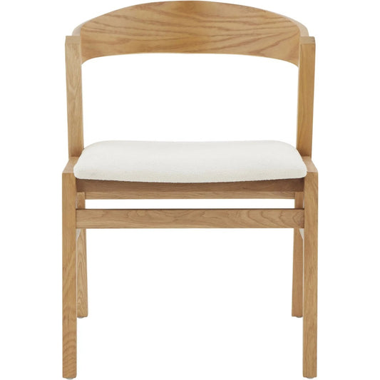 Abigayle and Boucle Dining Chair by Safavieh in ivory, natural. Made from oak, plywood, boucle (100% polyester) in a modern style.