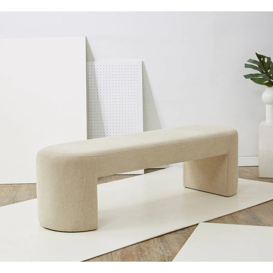 Mecklenburg Upholstered Bench by HedgeApple Essentials in beige. Made from pinewood, plywood linen (100% polyester) in a modern style.