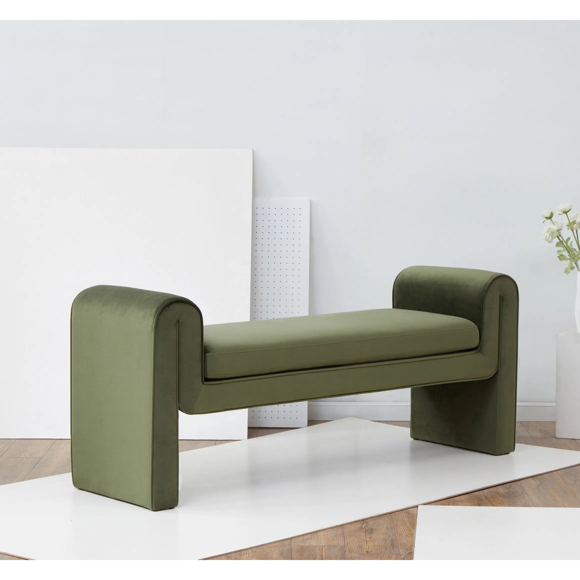 Rincon Bench by HedgeApple Essentials. Made from pinewood, plywood velvet (100% polyester) ca foam in a unique style.