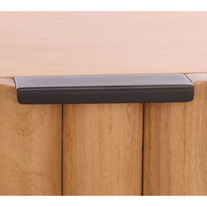 Limestone Fluted Nightstand by HedgeApple Essentials in natural, black. Made from mango wood, veneer, plywood, iron in a transitional style.