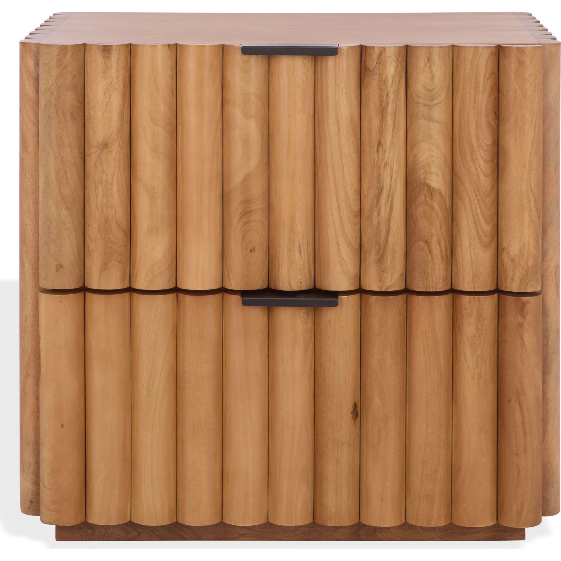 Limestone Fluted Nightstand by HedgeApple Essentials in natural, black. Made from mango wood, veneer, plywood, iron in a transitional style.