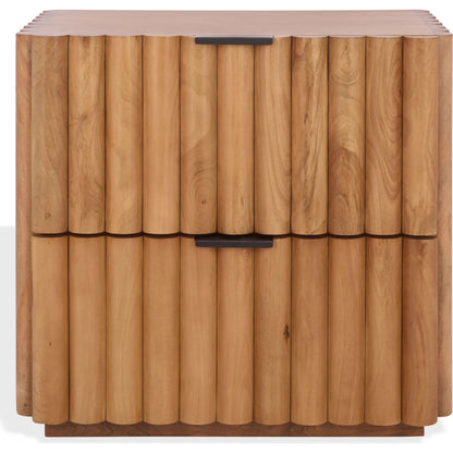Limestone Fluted Nightstand by HedgeApple Essentials in natural, black. Made from mango wood, veneer, plywood, iron in a transitional style.