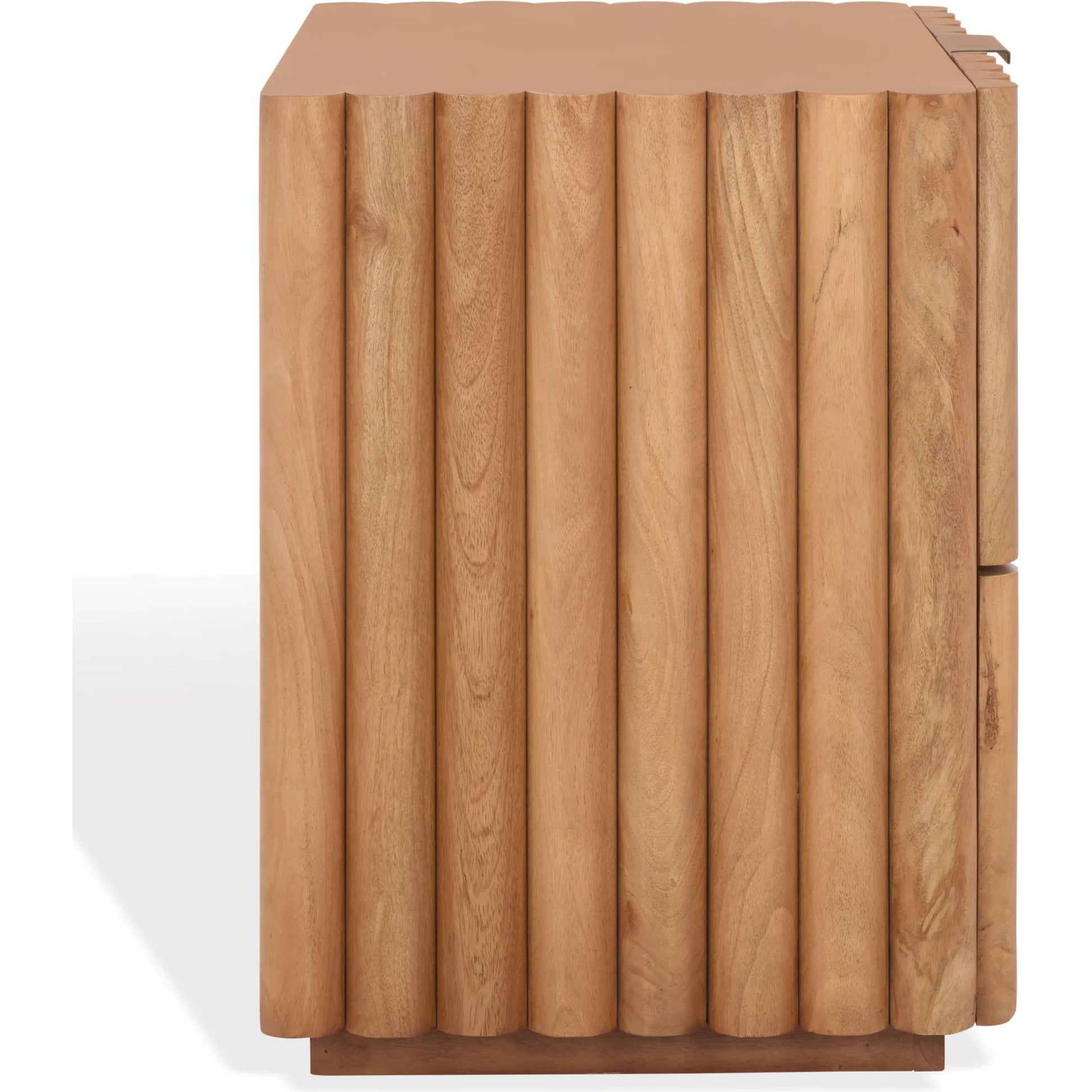 Limestone Fluted Nightstand by HedgeApple Essentials in natural, black. Made from mango wood, veneer, plywood, iron in a transitional style.