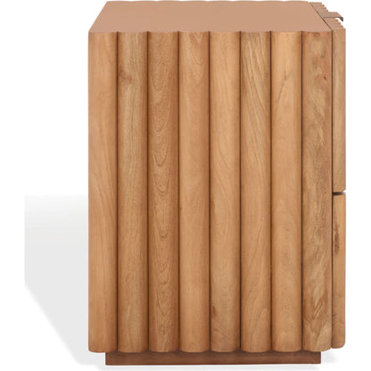 Limestone Fluted Nightstand by HedgeApple Essentials in natural, black. Made from mango wood, veneer, plywood, iron in a transitional style.