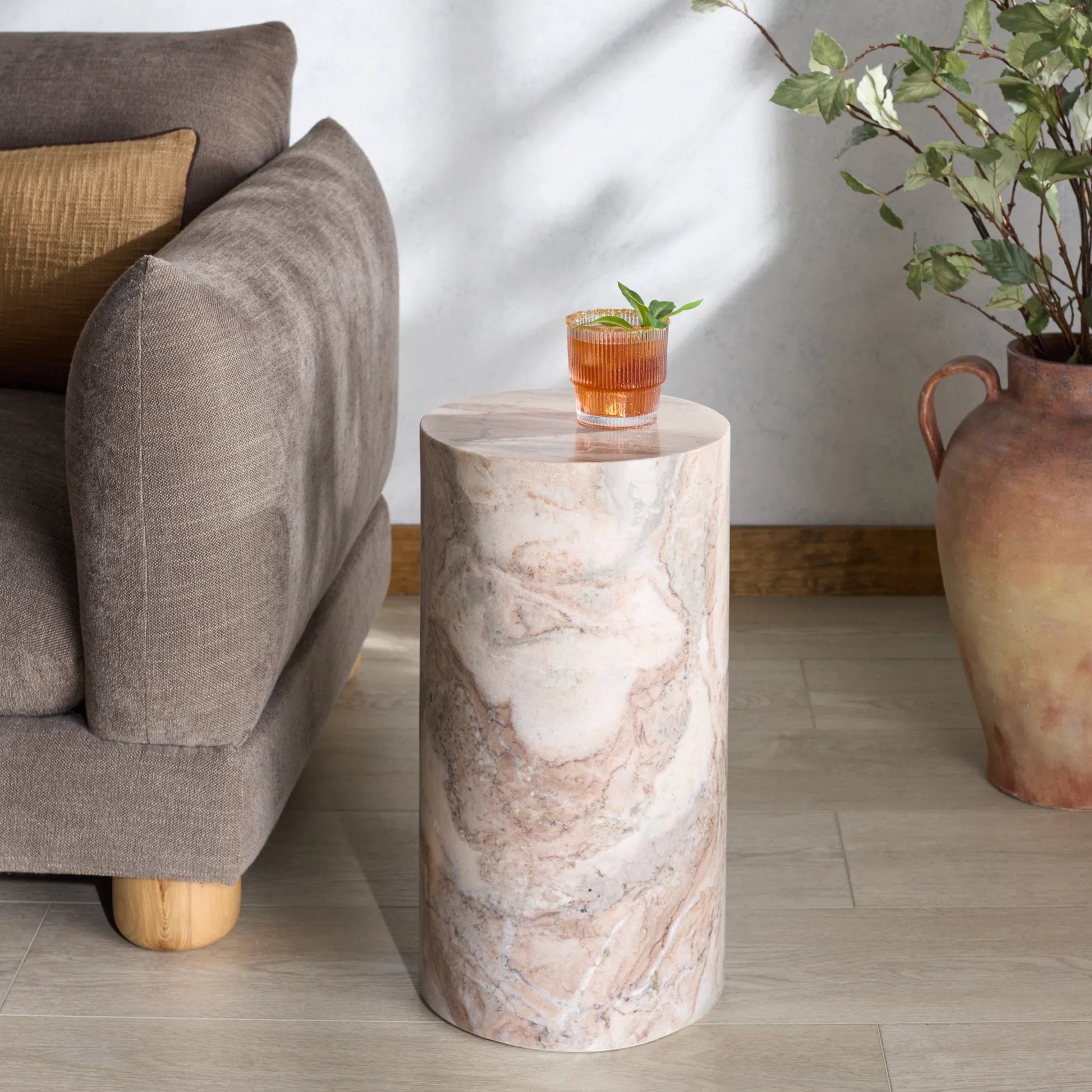 Rota Round Drink Table by HedgeApple Essentials. Made from marble in a modern style.