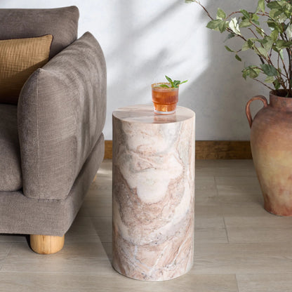 Rota Round Drink Table by HedgeApple Essentials. Made from marble in a modern style.