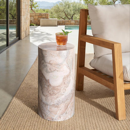 Rota Round Drink Table by HedgeApple Essentials. Made from marble in a modern style.
