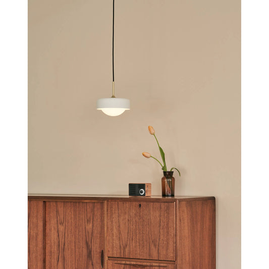 Pensee Led Pendant by Seed Design in white/ gold. Made from mouth-blown glass, steel in a modern style.