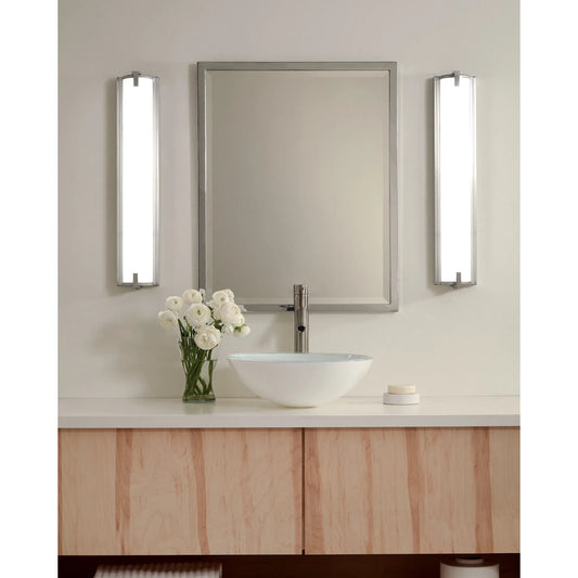 Braunfels Large LED Wall / Bath Light by Visual Comfort & Co. in satin aluminum. Made from aluminum in a unique style.