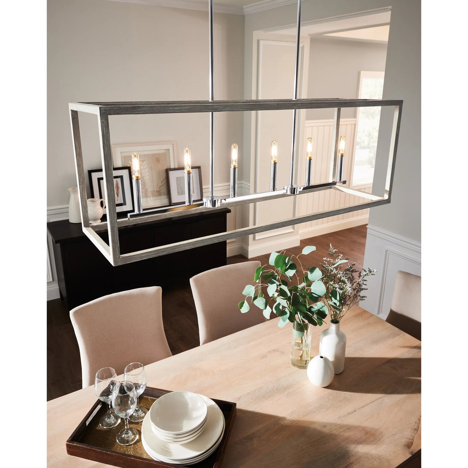 Moffet Street Six Light Island Pendant by Visual Comfort & Co.. Made from steel in a unique style.