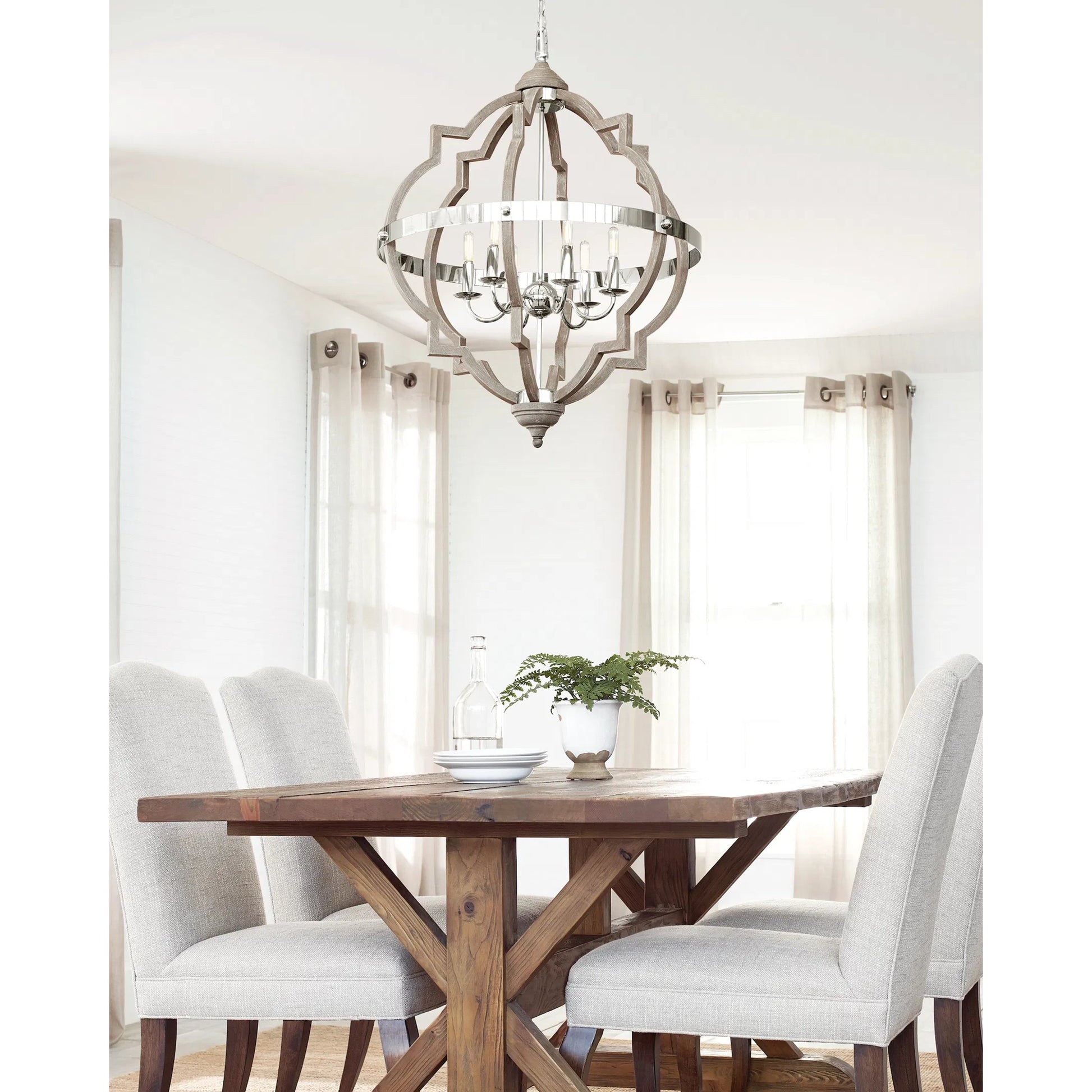 Socorro Six Light Hall / Foyer by Visual Comfort & Co. in stardust. Made from steel in a traditional style.