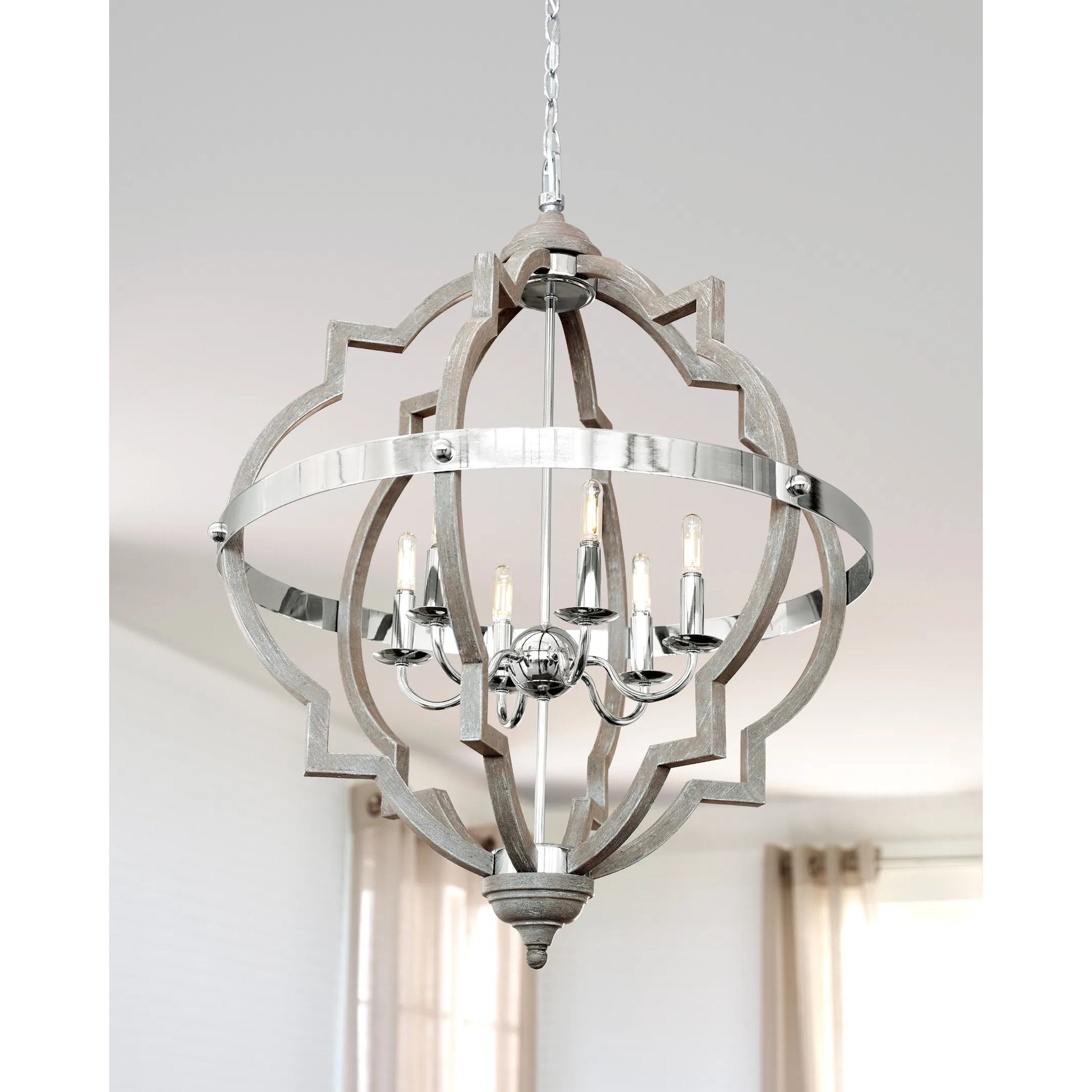 Socorro Six Light Hall / Foyer by Visual Comfort & Co. in stardust. Made from steel in a traditional style.