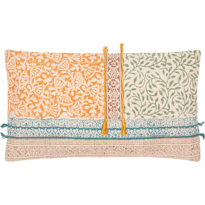 Sanga Pillow - 23884 by Livabliss in light beige, orange. Made from 95% cotton, 5% viscose, 100% cotton in a cottage & farmhouse style.