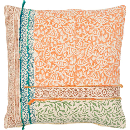 Sanga Pillow - 23884 by Livabliss in light beige, orange. Made from 95% cotton, 5% viscose, 100% cotton in a cottage & farmhouse style.